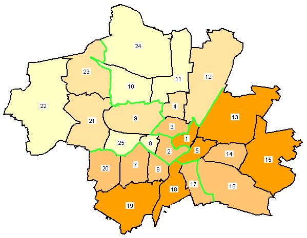 FDP nach Stadtbezirken