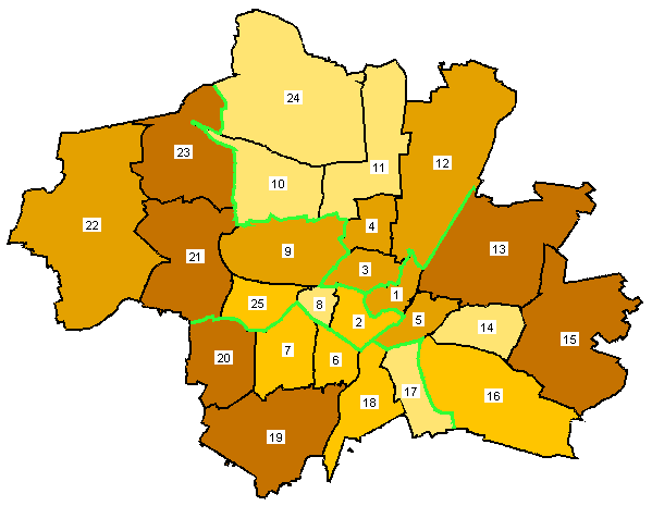 Wahlbeteiligung nach Stadtbezirken